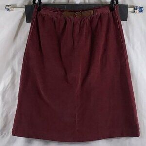 Vintage Townhouse Women's Burgundy 100% COTTON Corduroy Short Skirt Size 14
